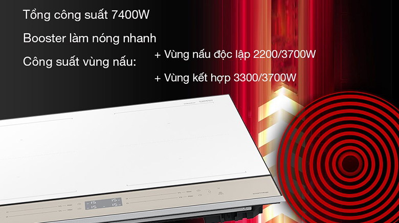 Bếp từ 4 vùng nấu Samsung NZ64B5067YY/SV - Công suất lớn 7400W, gia nhiệt nhanh