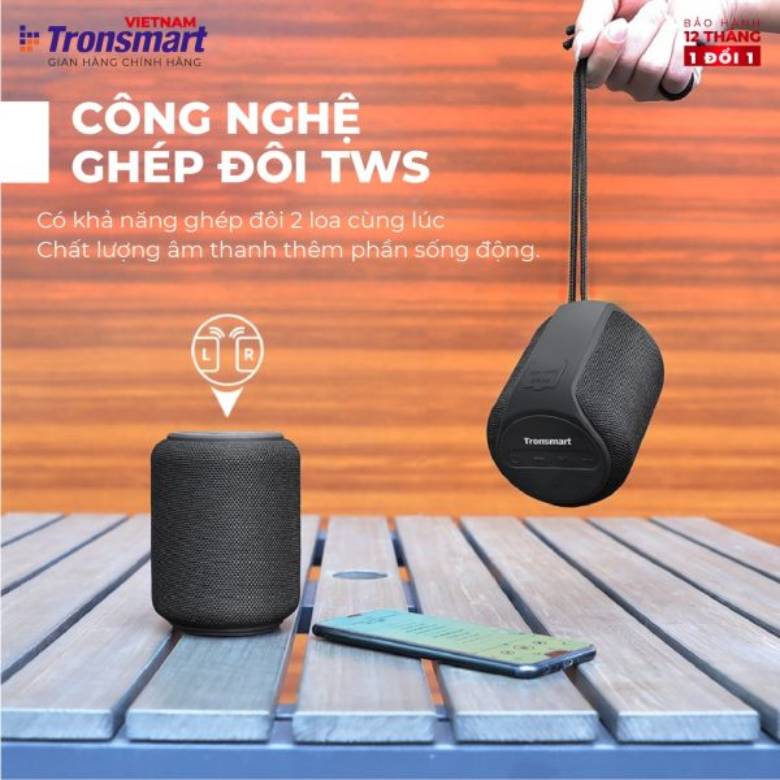 Ghép đôi TWS - Loa TRONSMART Element T6 Mini Upgraded Bluetooth 15W TM-1022569