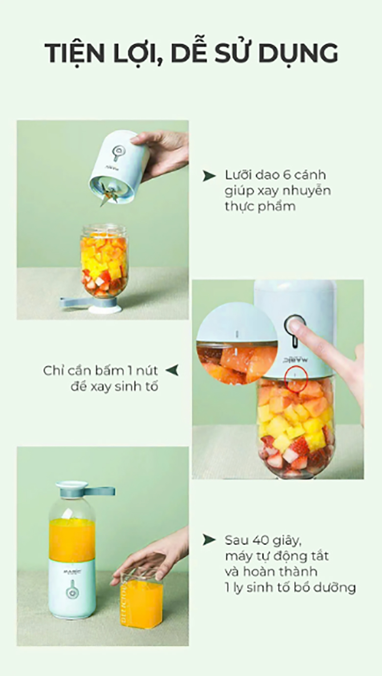 Máy xay sinh tố mini Magic A-021 - Sử dụng dễ dàng