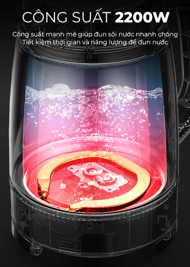Ấm siêu tốc Magic Eco AC-44 - Công suất mạnh mẽ 2200W, đun sôi nước nhanh chóng