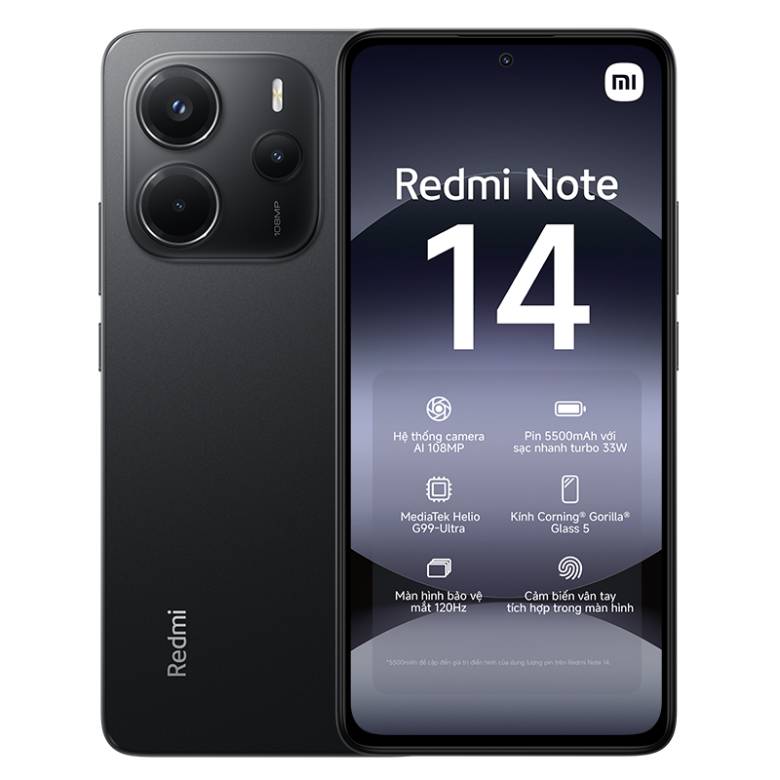  Điện thoại Xiaomi Redmi Note 14 6GB/128Gb Đen - Hàng chính hãng