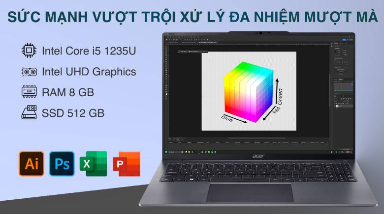 Laptop Acer Aspire Lite AL16 51P 596H hiệu năng ổn định