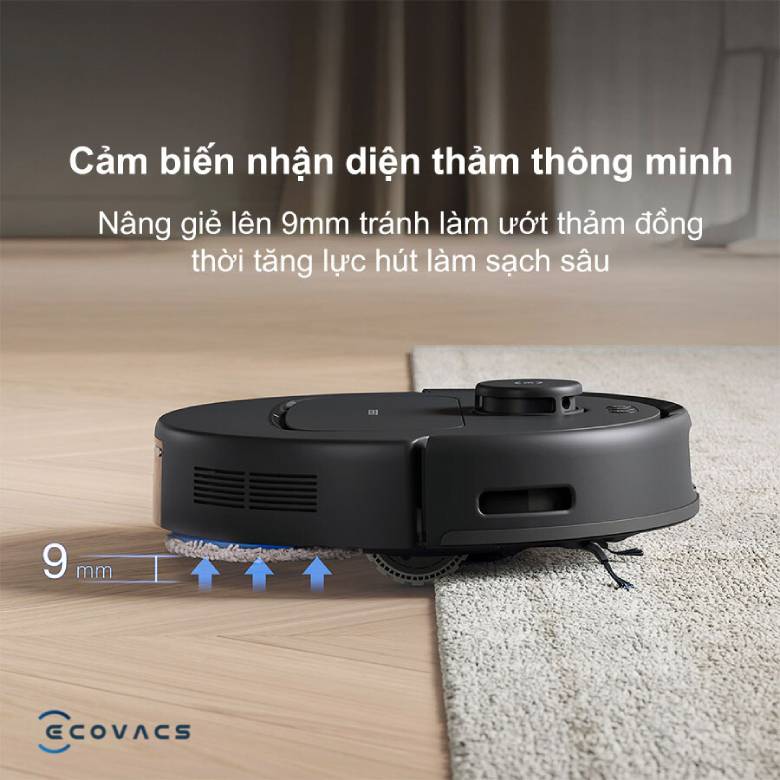  Robot hút bụi lau nhà thông minh Ecovacs N30 PRO OMNI đen - cảm biến nâng thảm