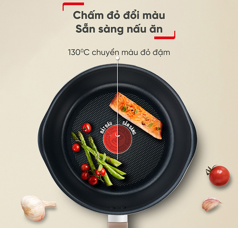 Chảo nồi có nắp Tefal G1672524 22cm chấm báo nhiệt