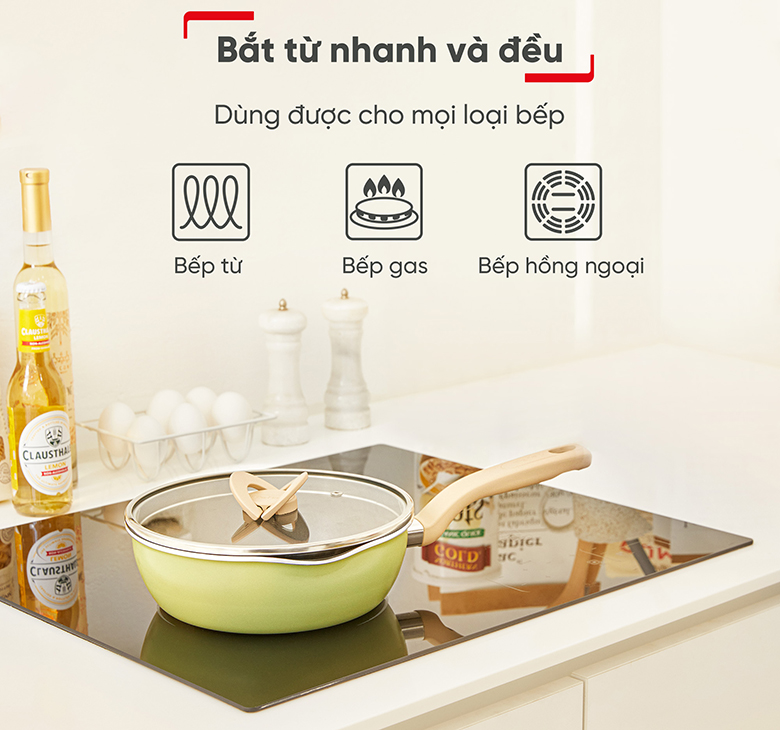 Chảo nồi có nắp Tefal G1672524 22cm dùng mọi loại bếp