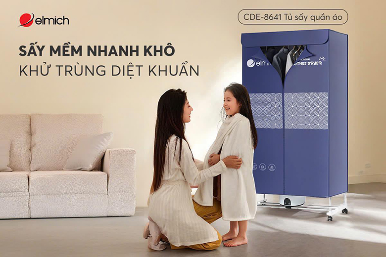 Tủ sấy quần áo Elmich CDE-8641 - Thiết kế nhỏ gọn, tiện dụng