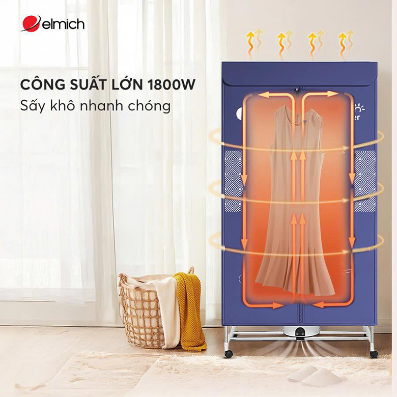 Tủ sấy quần áo Elmich CDE-8641 - Công suất mạnh mẽ 1800W