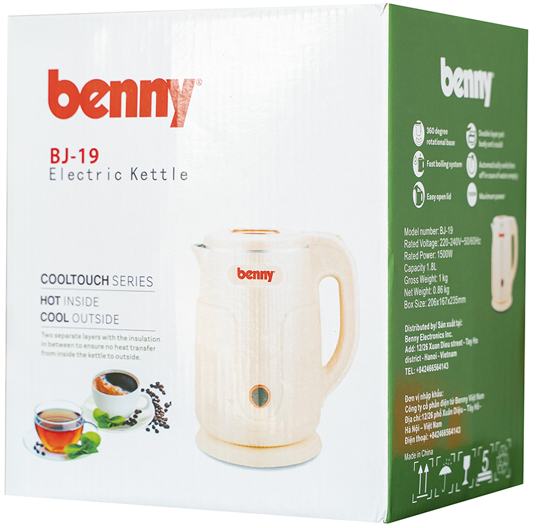 Ấm siêu tốc 1.8 lít Benny BJ-19