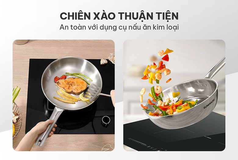 Chảo Inox 3 lớp Sunhouse IN16M6 size 16cm - Chiên xào thuận tiện