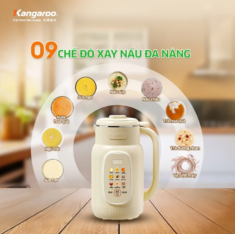 Máy làm sữa hạt Kangaroo KGNM135B01 - 9 chương trình được cài đặt sẵn