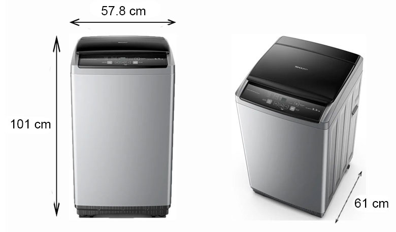 Máy giặt cửa trên giá rẻ - Máy giặt Sharp 8.5kg ES-Y85HV-S lồng đứng