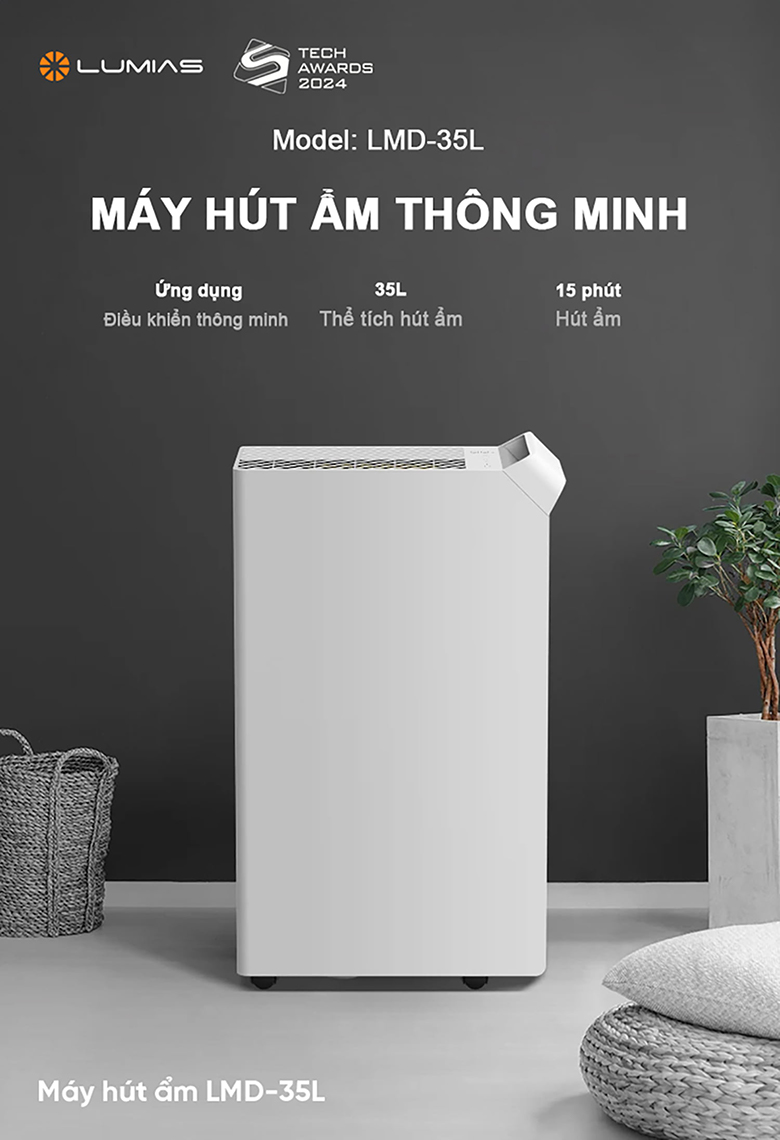 Máy hút ẩm phòng 60m2 - Máy hút ẩm Lumias LMD-35L