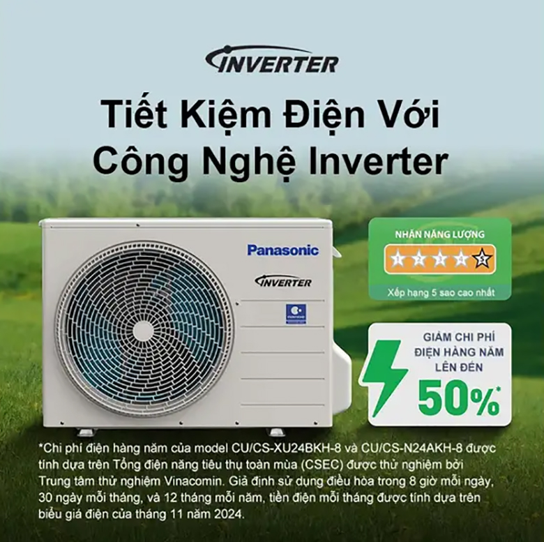 Điều hòa Panasonic 1 chiều Inverter 20.800 BTU CU/CS-XU24BKH-8 - Công nghệ Inverter