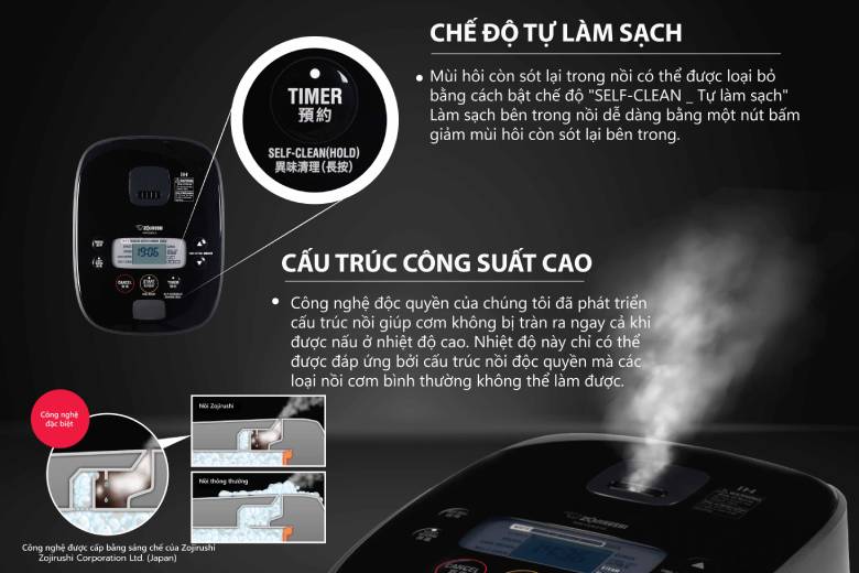  Nồi cơm điện cao tần Zojirushi 1L NW-QAQ10-BA - chế độ tự làm sạch
