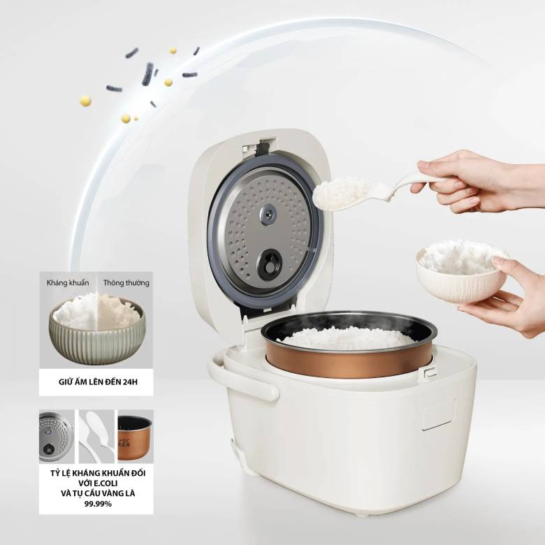 Nồi cơm điện tử Toshiba 1.8 L RC-18DR5UVN(W) - lòng nồi kháng khuẩn an toàn\