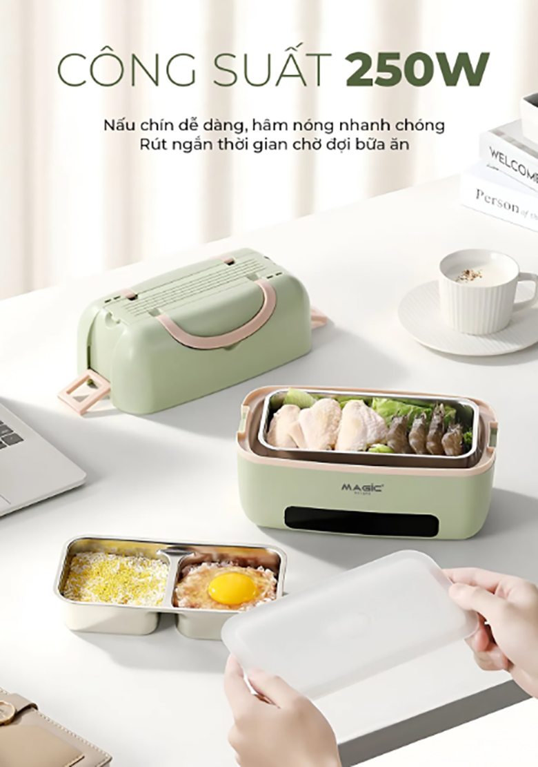 Hộp cơm hâm nóng Magic A-003 - Công suất 250W hâm nóng nhanh, tiết kiệm thời gian