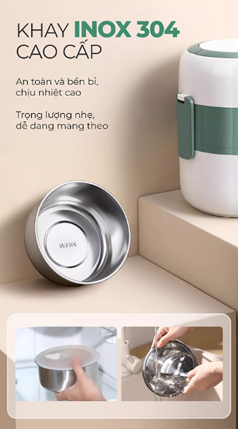 Hộp cơm hâm nóng Magic A-002 - Khay đựng đồ ăn bằng inox 304 cao cấp