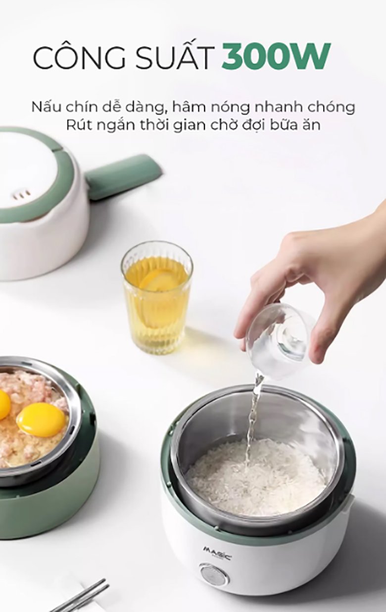 Hộp cơm hâm nóng Magic A-002 - Công suất 300W hâm nóng nhanh, tiết kiệm thời gian
