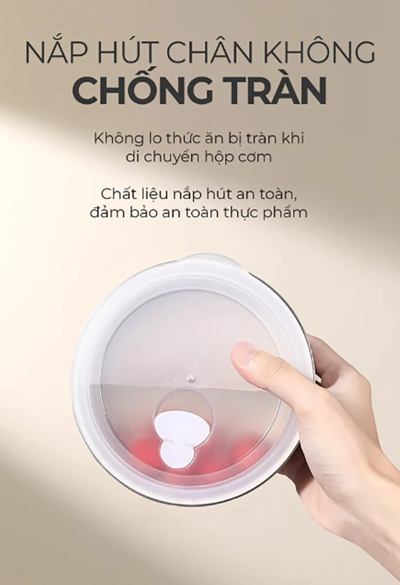 Hộp cơm hâm nóng Magic A-002 - Nắp hút chân không chống tràn 