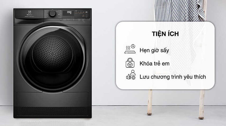 Máy sấy bơm nhiệt Electrolux 9 kg EDH903R7SC - Trang bị nhiều tiện ích