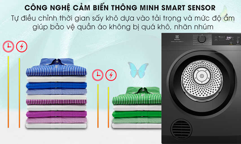 Máy sấy thông hơi Electrolux 9 kg EDS904N3SC - Cảm biến thông minh Smart Sensor