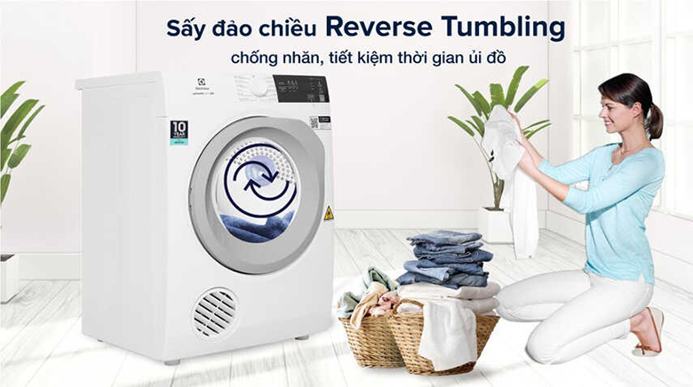 Máy sấy thông hơi Electrolux 9 kg EDS904H3WC - Công nghệ sấy đảo chiều ReverseTumbling