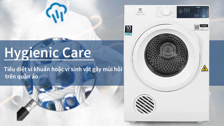 Máy sấy thông hơi Electrolux 9 kg EDS904H3WC - Công nghệ Hygiene loại bỏ 99,99% vi khuẩn và virut
