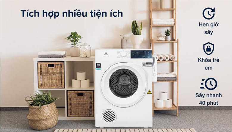 Máy sấy thông hơi Electrolux 9 kg EDS904H3WC - Trang bị nhiều tính năng tiện ích
