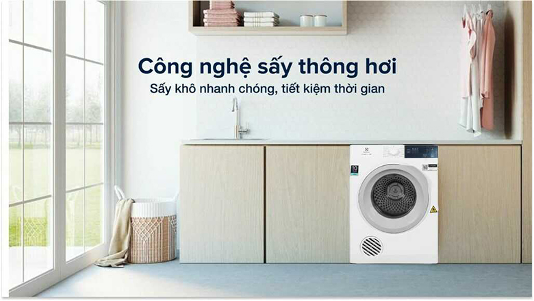 Máy sấy thông hơi Electrolux 9 kg EDS904H3WC - Công nghệ sấy thông hơi