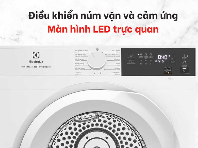 Máy sấy Electrolux 8 kg EDV804H3WC - Bảng điều khiển cảm ứng kết hợp màn LED