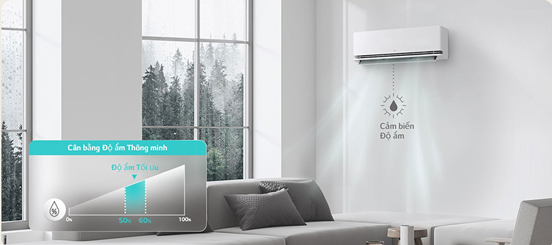Khả năng cân bằng độ ẩm thông minh của Điều hòa LG IDH12M1 Inverter AI Air 2 chiều 12.000 BTU