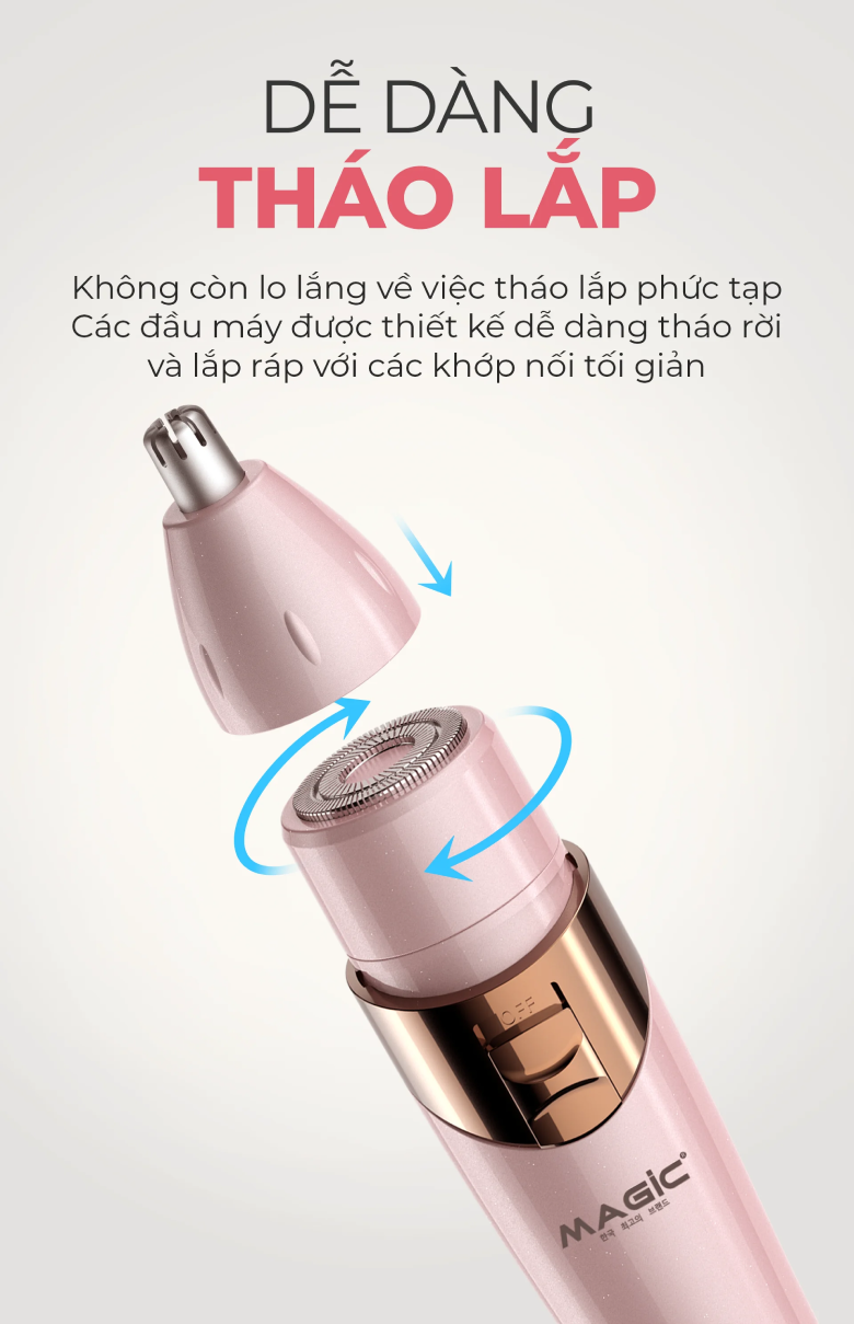 Máy tỉa lông đa năng Magic B-51 Thiết kế tiện lợi, dễ dàng tháo lắp
