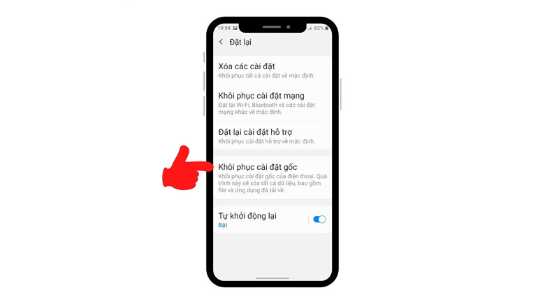 Màn hình điện thoại bị nhảy lung tung - Khôi phục cài đặt gốc
