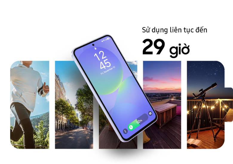 Điện thoại Samsung Galaxy A36 5G (8+128Gb) Light Violet - Pin 5000mAh bền bỉ, sạc nhanh 45W