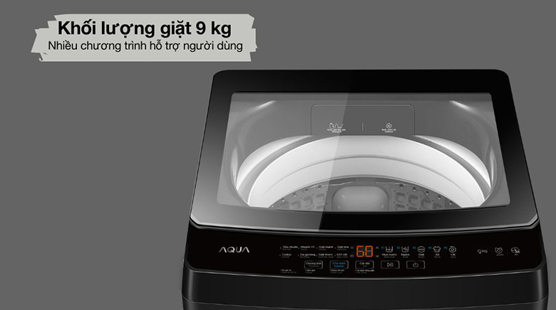 Máy giặt Aqua 9 kg AWM9-B316K(B) lồng đứng - Khối lượng giặt 9kg phù hợp cho gia đình 3 - 5 người