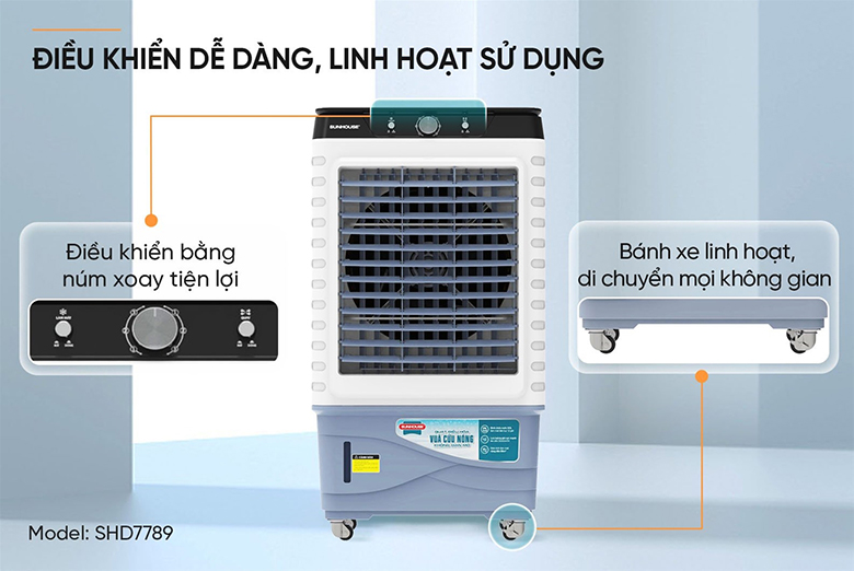Quạt điều hoà Sunhouse SHD7789 có bảng điều khiển dạng núm xoay