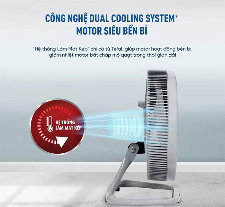  Quạt sàn TEFAL TB Silence Plus VH686790 Xám cánh trắng - hiệu năng mạnh mẽ