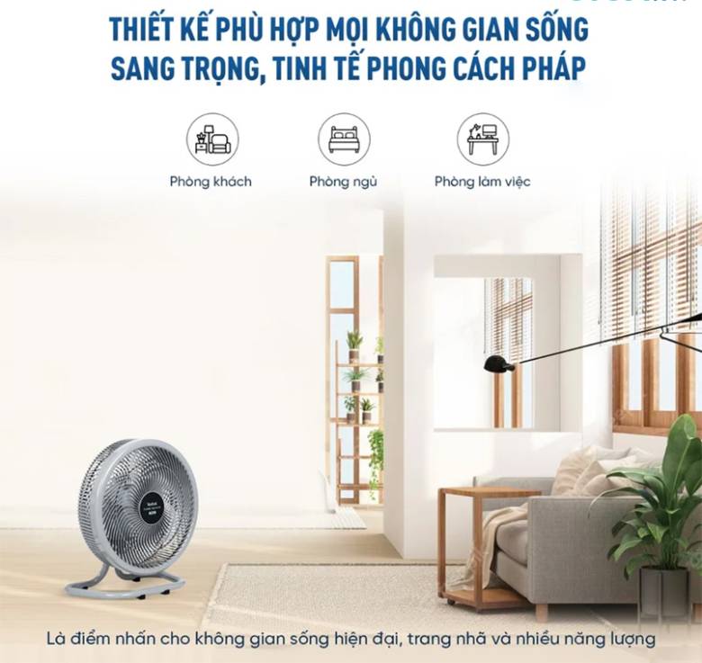  Quạt sàn TEFAL TB Silence Plus VH686790 Xám cánh trắng - thiết kế sang trọng, tinh tế