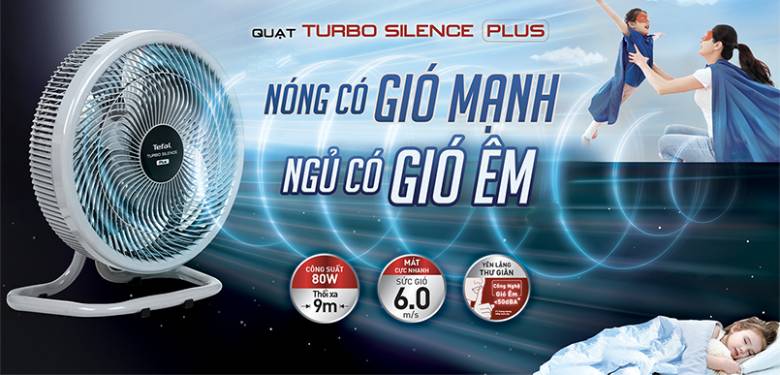  Quạt sàn TEFAL TB Silence Plus VH686790 Xám cánh trắng