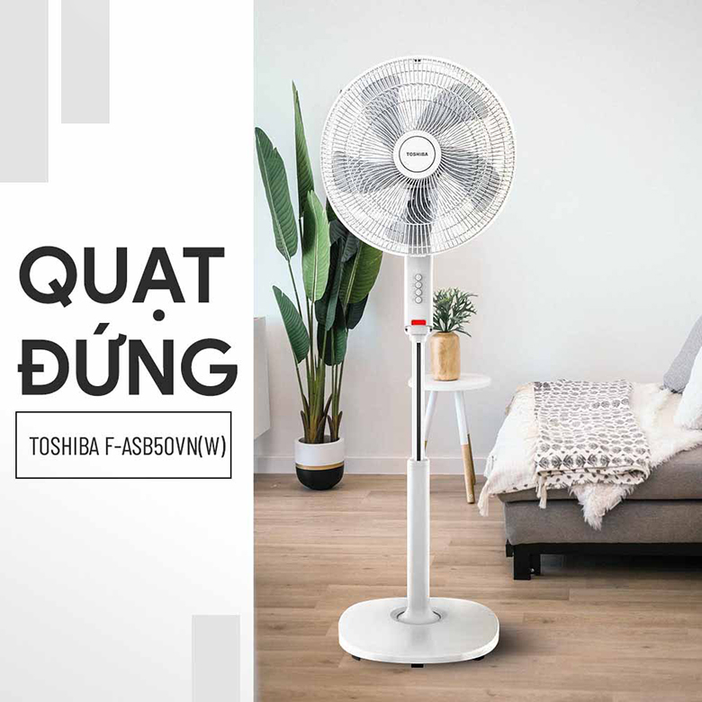 Quạt đứng Toshiba F-ASB50VN(W) 55W - Thiết kế nhỏ gọn, phù hợp với mọi không gian