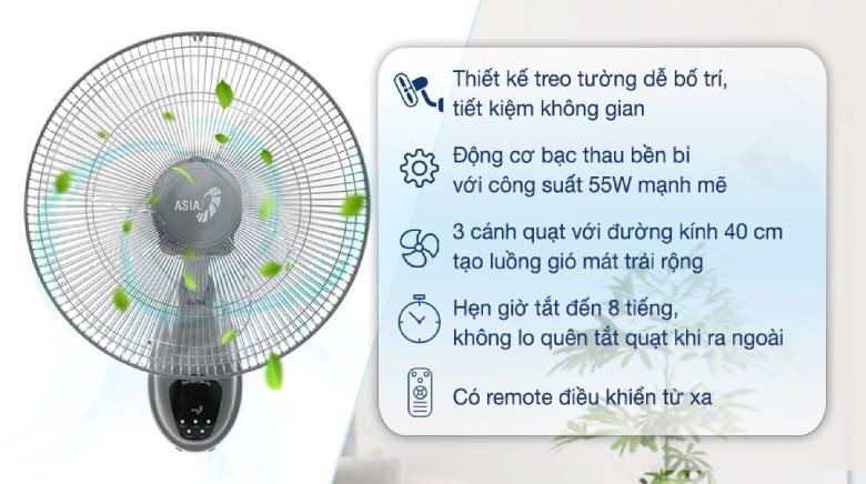 Quạt treo ASIAvina VY377990 Xám