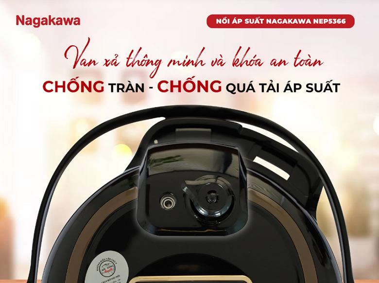 Nồi áp suất điện 6L Nagakawa NEP5366 - Tính năng an toàn