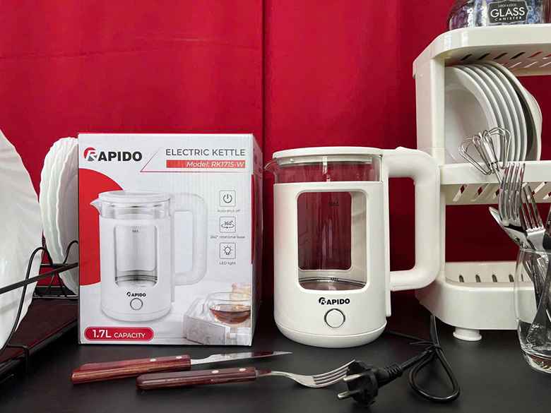 Ấm đun siêu tốc Rapido RK1715-W - Thiết kế nhỏ gọn, hiện đại