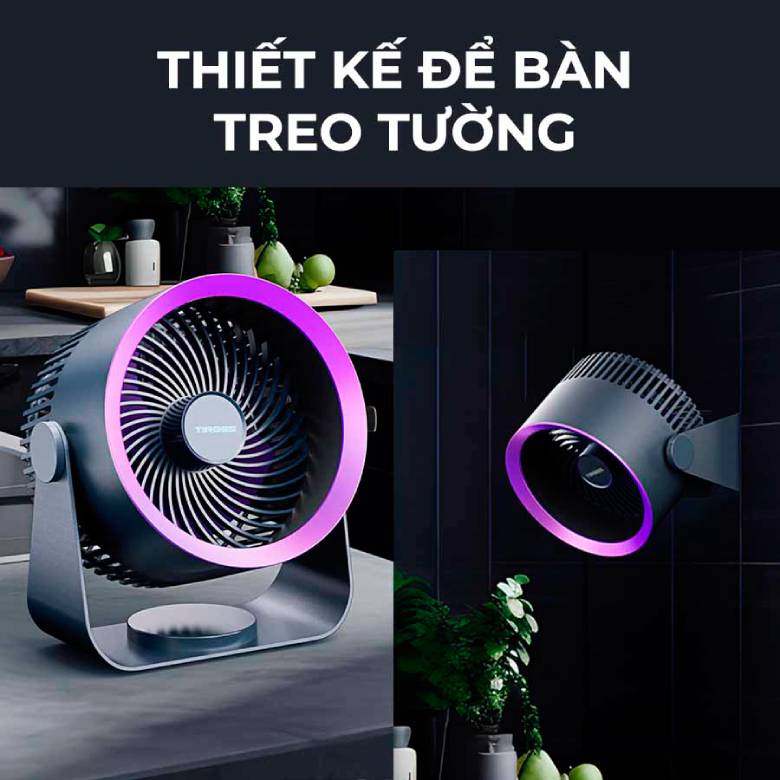 Quạt sạc Tiross TS2283 - Thiết kế để bàn và treo tường tiện lợi
