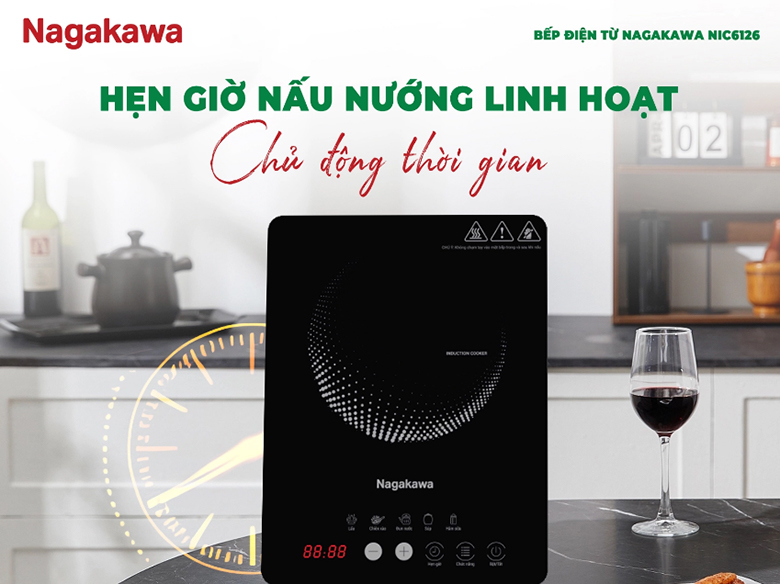 Bếp điện từ Nagakawa NIC6126 - Hẹn giờ nấu