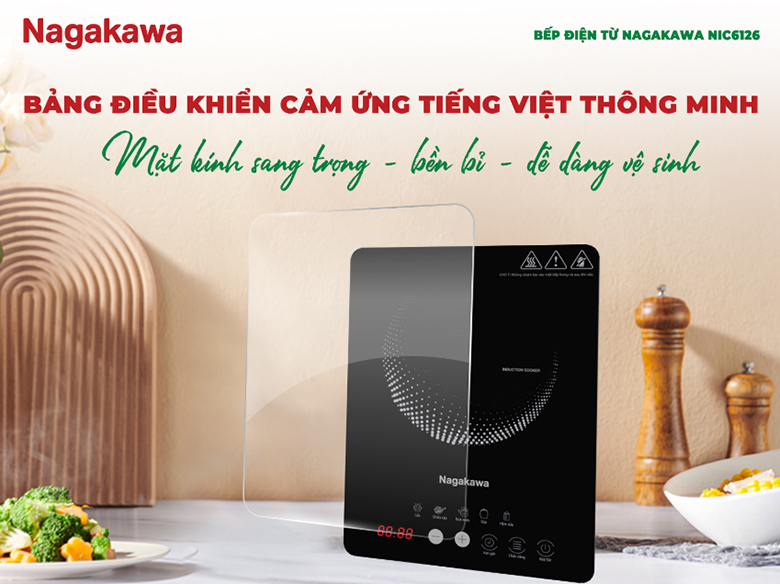 Bếp điện từ Nagakawa NIC6126 - Bảng điều khiển cảm ứng, dễ dàng sử dụng