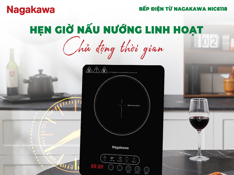 Bếp điện từ Nagakawa NIC6118 - Hẹn giờ nấu