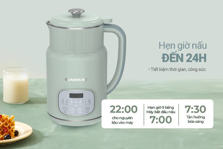 Máy làm sữa hạt đa năng Sunhouse SHD5260 - hẹn giờ nấu đến 24h