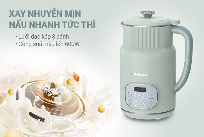 Máy làm sữa hạt đa năng Sunhouse SHD5260 - xay nấu nhuyễn mịn
