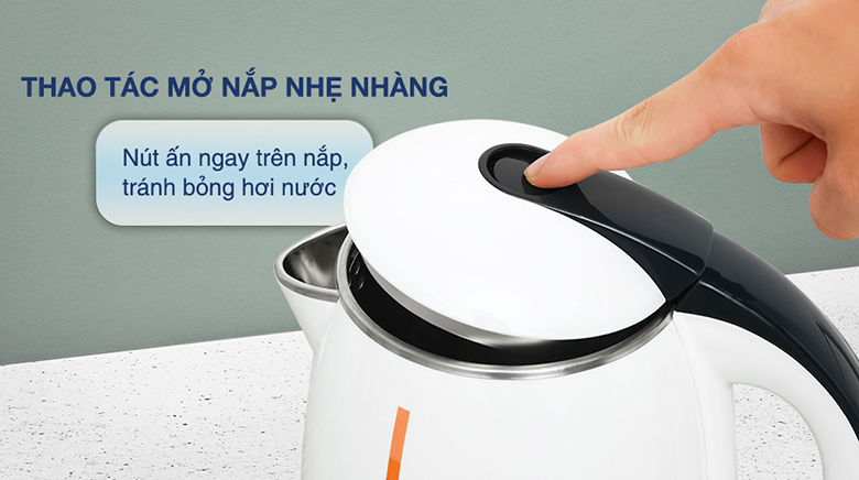 Ấm siêu tốc Hawonkoo KEH-180-W - Thiết kế nút đóng/mở tiện lợi